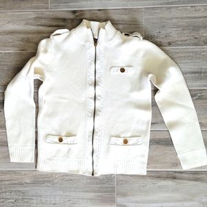 Jones New York White zip sweater size small